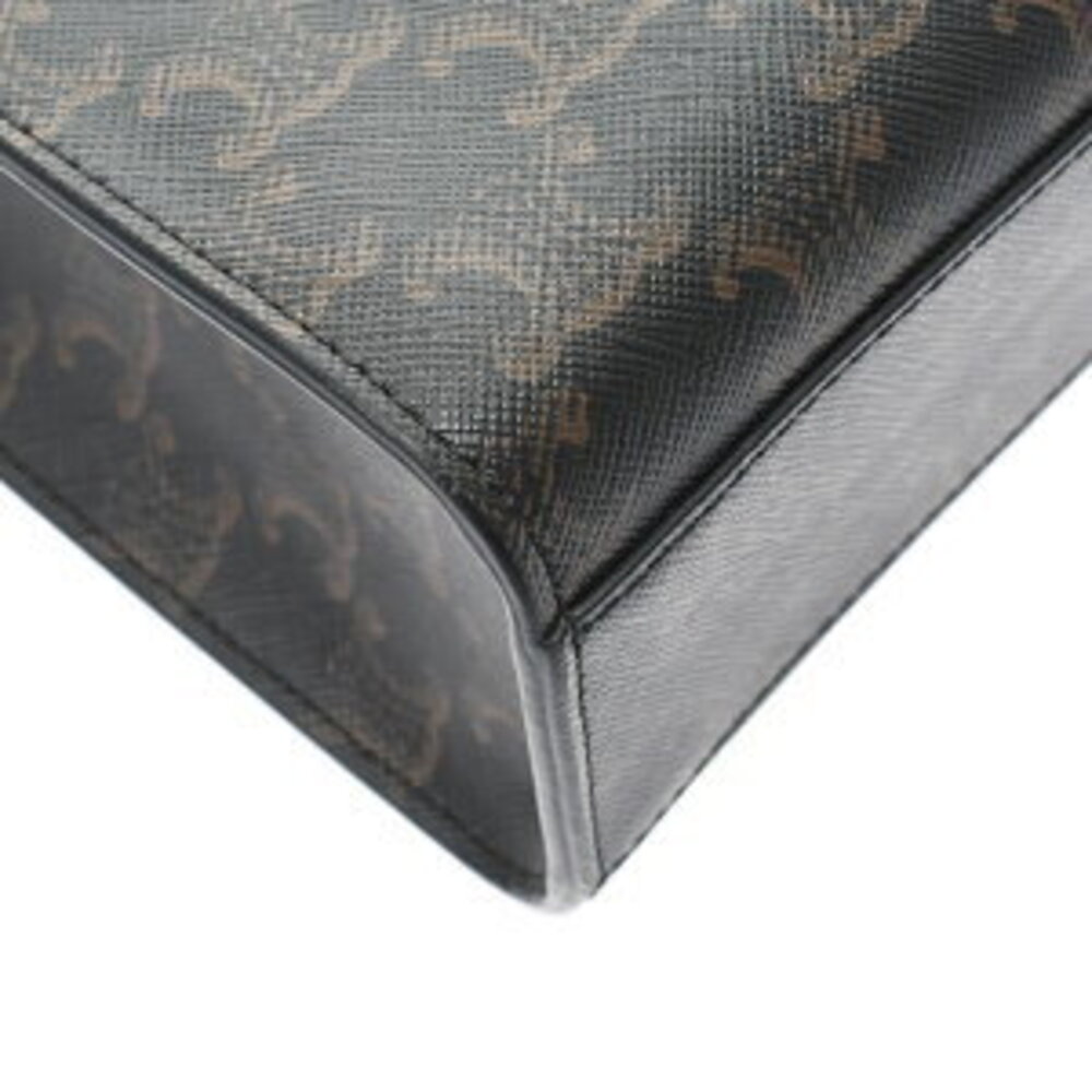 Celine Vertical Cabas Black Triomphe Canvas Calfskin Tote Bag - Picture 6 of 9